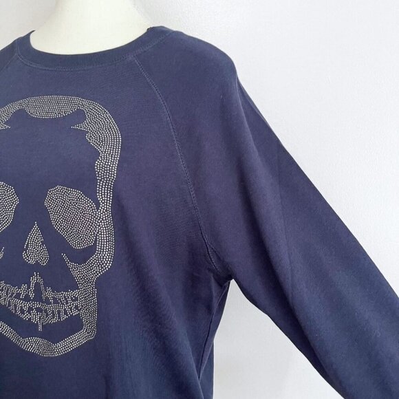 NWT ZADIG & VOLTAIRE THE UPPER SKULL STUDS SWEATSHIRT IN NAVY - XS - Picture 6 of 15